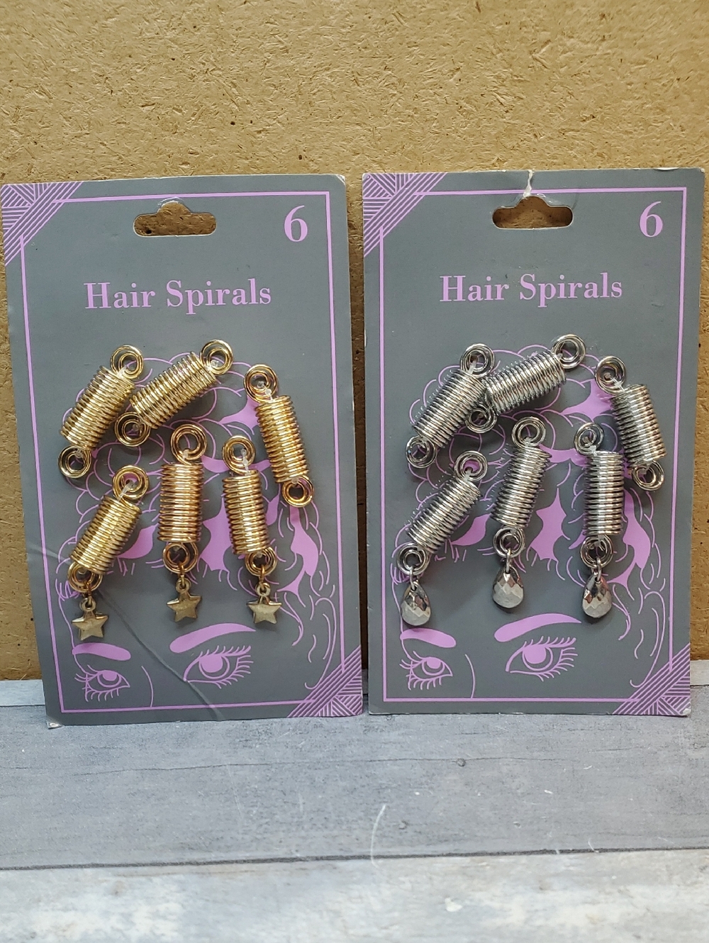 Gold & Silver Hair Spirals Set with Charms  NIP